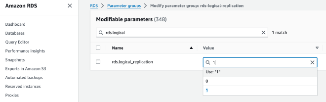 Enable logical replication setting