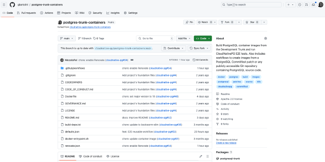 My fork of the postgres-trunk-containers project
